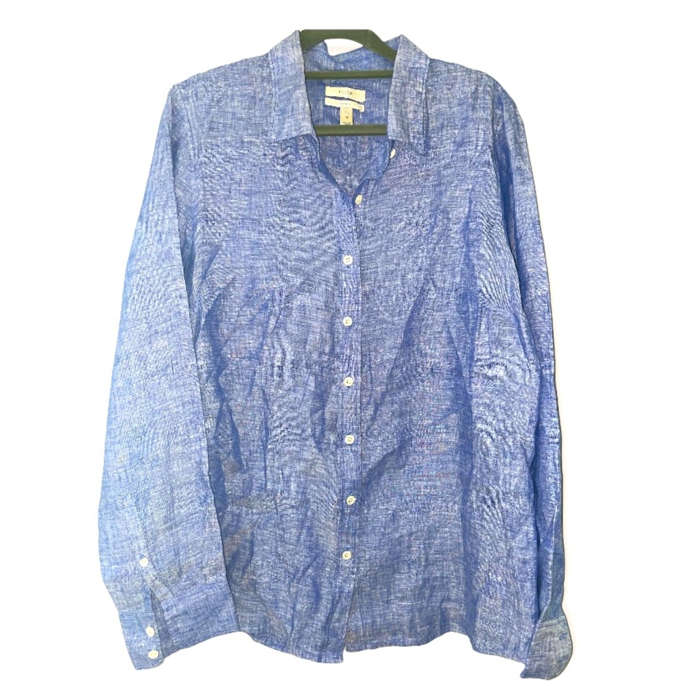 J Crew Perfect Boyfriend Linen Button Down